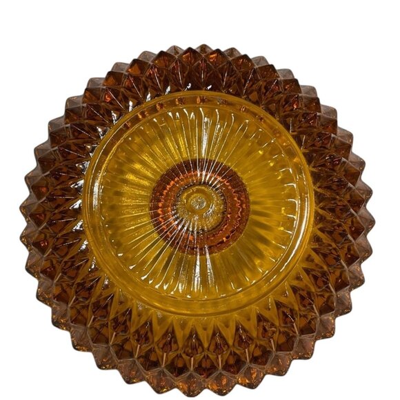 Indiana Glass Amber Diamond-Cut Glass Candle Holder - Picture 3 of 9